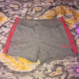 Grey Adidas Shorts w/Pink Outline